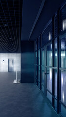 Luxurious Modern Office Entrance, Spacious Corridor with Sunlight and Elevator