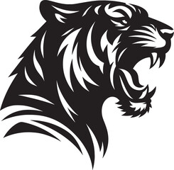 Tiger head mascot Silhouette isolated on white background Minimalist tiger vector shape icon