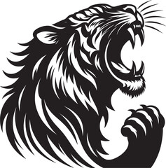 Tiger head mascot Silhouette isolated on white background Minimalist tiger vector shape icon