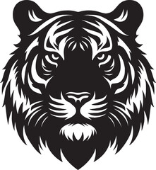 Tiger head mascot Silhouette isolated on white background Minimalist tiger vector shape icon