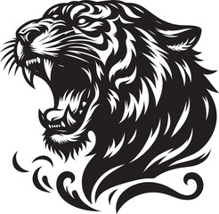 Tiger head mascot Silhouette isolated on white background Minimalist tiger vector shape icon