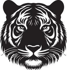 Tiger head mascot Silhouette isolated on white background Minimalist tiger vector shape icon