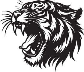 Tiger head mascot Silhouette isolated on white background Minimalist tiger vector shape icon