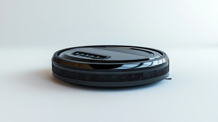 Smart robotic vacuum cleaner with a white background, displaying its innovative sensors and efficient cleaning capabilities.