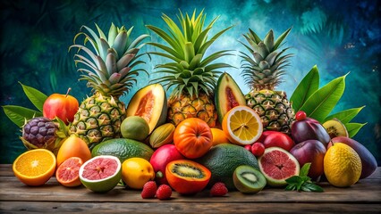Vibrant Tropical Fruit Still Life