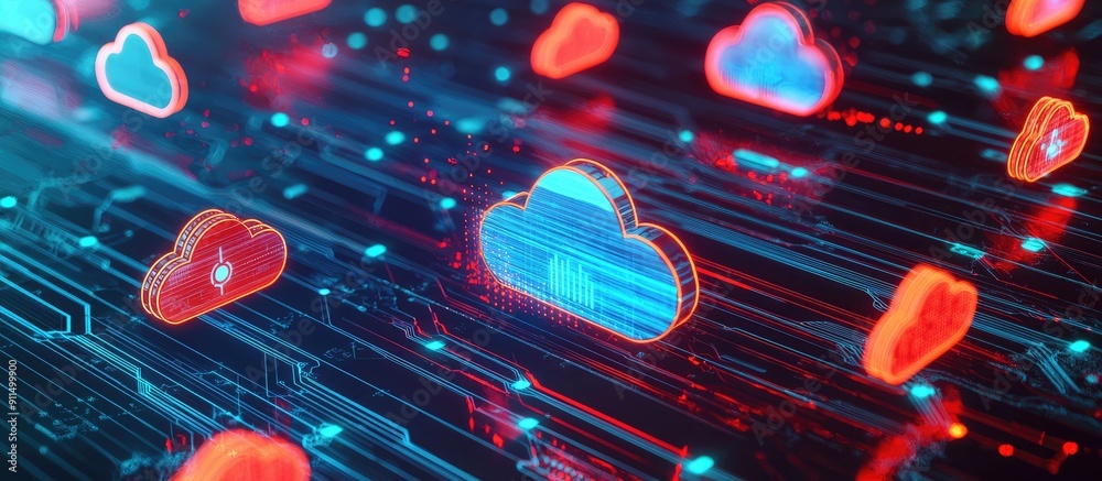 Poster 3D Rendering of Cloud Computing and Internet Technology Concepts with Focus on Network Security