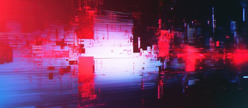 3D Rendering of Future Text with Technological Glitch Effects and Screen Interference