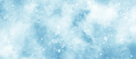 light blue bokeh background for design, Abstract blue background with snowflakes floating randomly, blue grunge texture with bokeh, beautiful blue watercolor background with glitter particles.