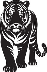 Tiger Silhouette isolated on white background Minimalist tiger vector shape icon