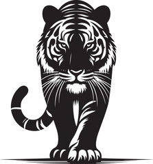 Tiger Silhouette isolated on white background Minimalist tiger vector shape icon