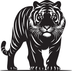 Tiger Silhouette isolated on white background Minimalist tiger vector shape icon