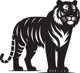 Tiger Silhouette isolated on white background Minimalist tiger vector shape icon