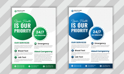 Corporate Medical Flyer Or poster for a doctor is with a gardiant background