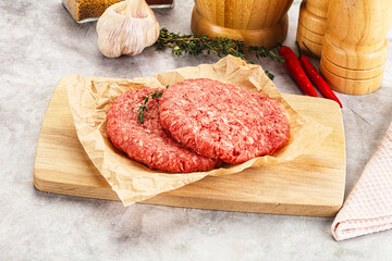 Raw beef minced meat cutlet