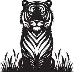 Tiger Silhouette isolated on white background Minimalist tiger vector shape icon