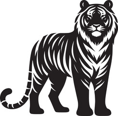 Tiger Silhouette isolated on white background Minimalist tiger vector shape icon