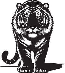 Tiger Silhouette isolated on white background Minimalist tiger vector shape icon
