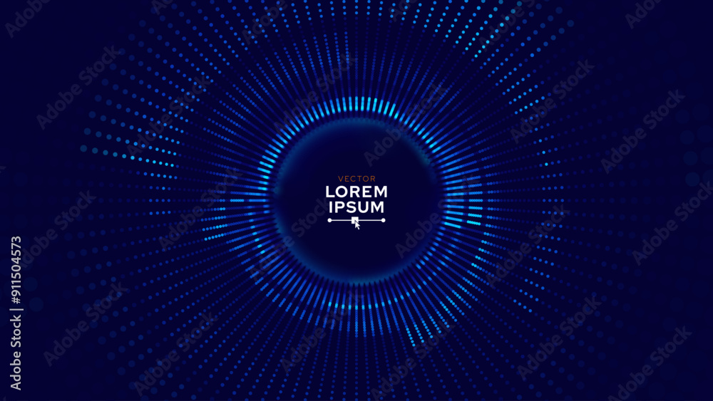 Aufkleber Blue Digital Tunnel or Wormhole. Wireframe Abstract Mesh with Hole. 3D Tunnel Grid Mesh. Blue Hi Tech Texture. Technology or Science Vector Illustration.