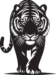 Tiger Silhouette isolated on white background Minimalist tiger vector shape icon