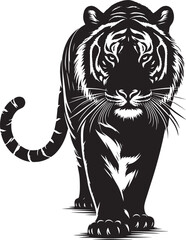 Tiger Silhouette isolated on white background Minimalist tiger vector shape icon