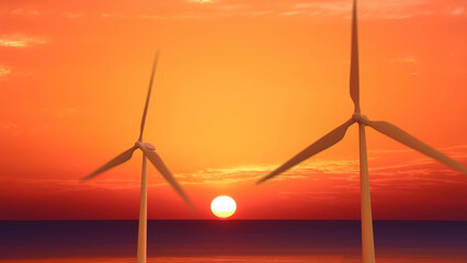 Wind Energy Revolution: 3D Illustration of Environmentally Friendly Turbine Farming