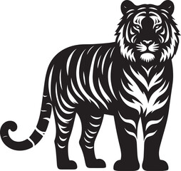 Tiger Silhouette isolated on white background Minimalist tiger vector shape icon