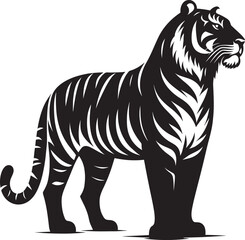 Tiger Silhouette isolated on white background Minimalist tiger vector shape icon