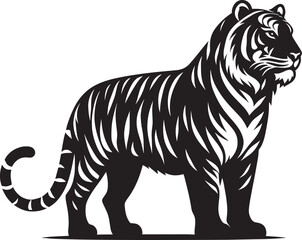 Tiger Silhouette isolated on white background Minimalist tiger vector shape icon