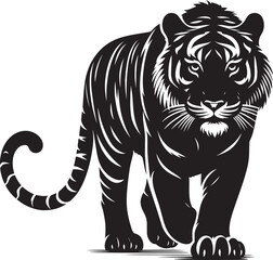Tiger Silhouette isolated on white background Minimalist tiger vector shape icon