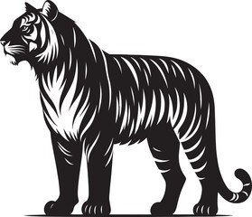 Tiger Silhouette isolated on white background Minimalist tiger vector shape icon