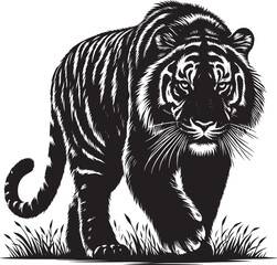 Tiger Silhouette isolated on white background Minimalist tiger vector shape icon