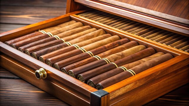 A Symphony of Cedar and Tobacco: A Luxurious Cigar Box Unveiled  AI generated