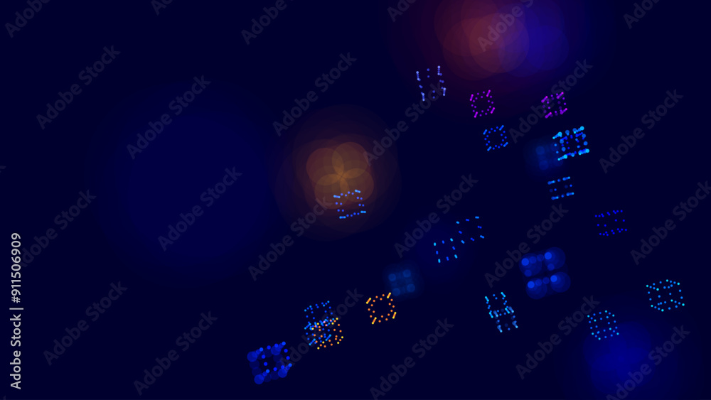 Poster Big Data 3D Digital Cubes Quantum Computer Server Concept Background. 3D Blockchain Cube Blocks Concept. Data Core Abstract Cubes. Artificial Intelligence HUD Design Element. Vector Illustration.