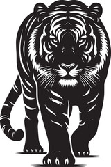 Tiger Silhouette isolated on white background Minimalist tiger vector shape icon