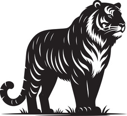 Tiger Silhouette isolated on white background Minimalist tiger vector shape icon