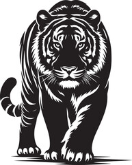 Tiger Silhouette isolated on white background Minimalist tiger vector shape icon