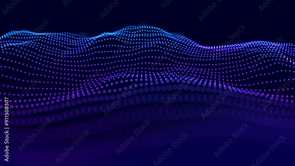 Aufkleber Cyber Big Data Flow Particles Bokeh. Digital Neural Network. Concept of AI Artificial Intelligence Technology Machine Deep Learning. Digital Communication. Science Technology Presentation Vector.