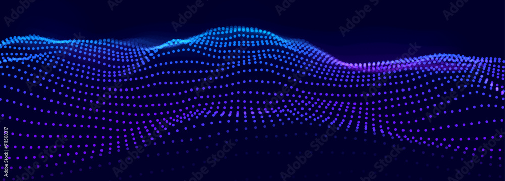 Poster cyber big data flow particles tech business or science background. medical research or tech innovati