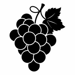 Grapes silhouette vector, Bunch of grapes with leaf, silhouette of grapes