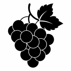 Grapes silhouette vector, Bunch of grapes with leaf, silhouette of grapes