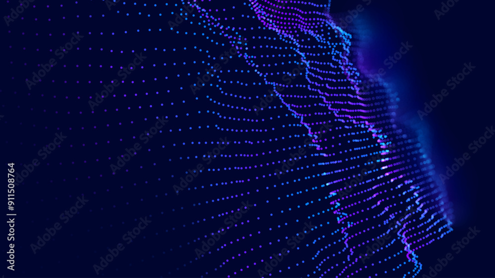 Poster cyber big data flow particles tech business or science background. medical research or tech innovati