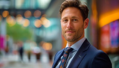 Fototapeta premium Professional Man Posing Confidently in Urban Setting During Afternoon