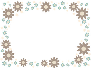 かわいいアースカラーの花の円形フレーム素材