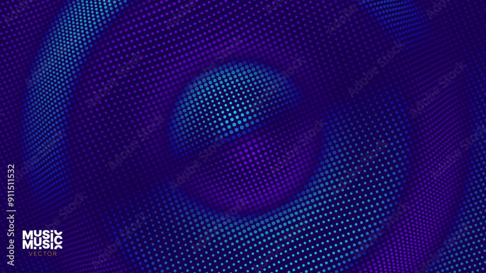 Aufkleber 3D Wavy Digital Particles Ripple Sound Wave Background. Digital Ripple Effect. Particles Vector Illustration. 3D Grid Surface.
