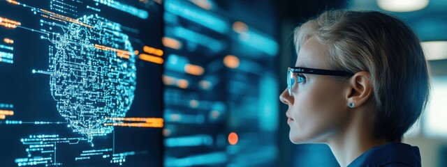 Startup, AI technologist leading an automation startup, dynamic and innovative workspace