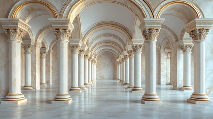Obraz premium Beautiful marble pillars in grand architectural hall