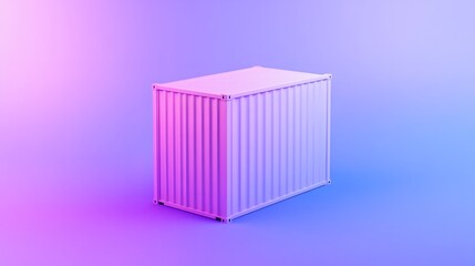 Modern shipping container in pink and blue lighting, representing contemporary logistics and transportation concepts.