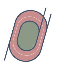 A track and field running track is seen in this logo or icon illustration vector.