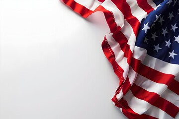 Naklejka premium Majestic American Flag with Vibrant Fireworks Backdrop on Isolated White Background