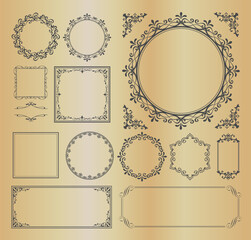 ハロウィンのフレームデザインセット